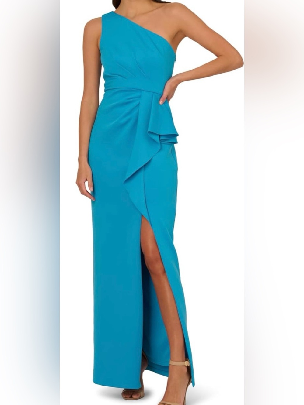 Adrianna Papell Women's One Shoulder Scuba Gown